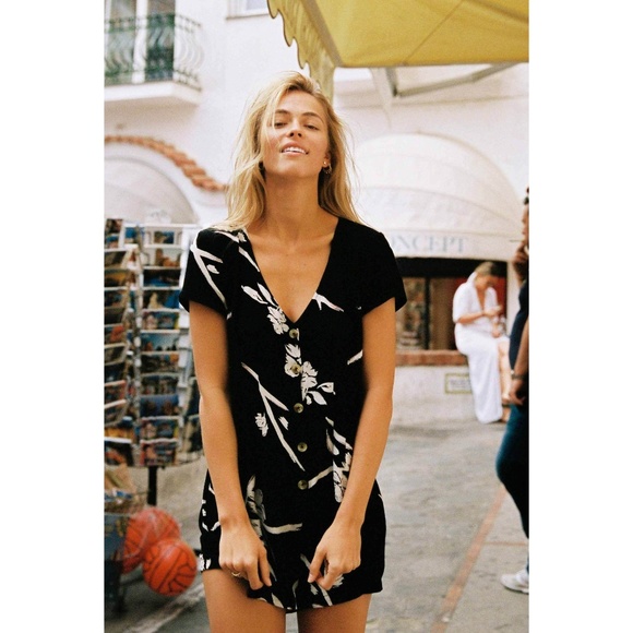 O'Neill Short Sleeve Floral Button Down Romper - Picture 7 of 16